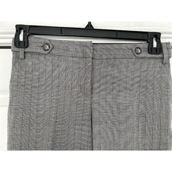 Van Heusen Studio Women’s Mid-rise Pants Gray Striped Stretch Wide Leg Size 2R - Picture 2 of 10